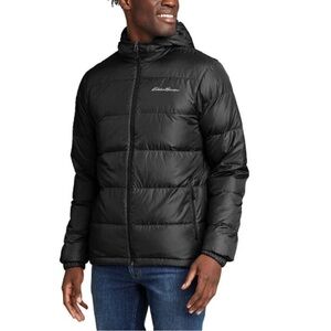 EDDIE BAUER MEN'S WIDE CHANEL HOODED EB650 DOWN JACKET(BLACK, MEDIUM) NWOT